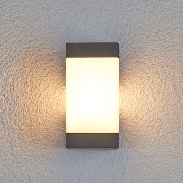 Lucande Wandleuchte außen Kiran (spritzwassergeschützt (Modern) in Schwarz aus Aluminium (1 flammig, E27) - Außenwandleuchten Wandlampe Led Außenlampe Outdoor für Außenwand/Hauswand