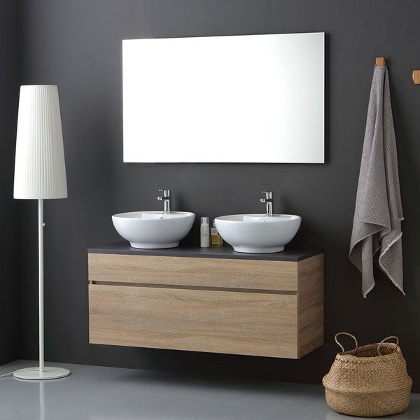Badmöbel Set mit Doppel-Aufsatzwaschtisch, 120cm | Sole
