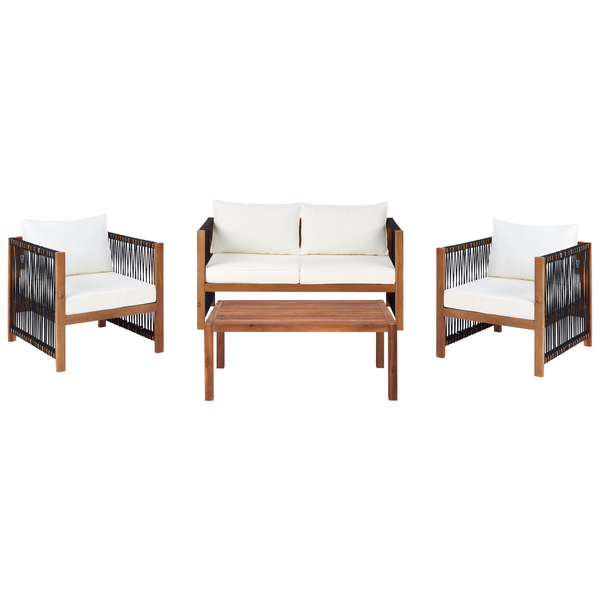 Lounge Set mit Tisch 4-Sitzer ANTRIA Akazienholz Schwarz