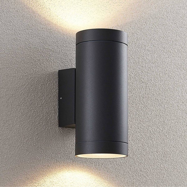 Lucande Wandleuchte außen Thomke (Modern) in Alu aus Aluminium (2 flammig, E27) - Außenwandleuchten Wandlampe Led Außenlampe Outdoor für Außenwand/Hauswand Haus Terrasse & Balkon Licht