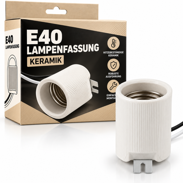 E40 Lampenfassung aus Keramik mit hitzebeständiger Eigenschaft und robustem Gehäuse inklusive Verpackung