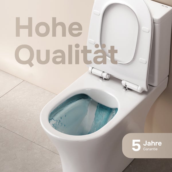 Stand WC aus Keramik mit offener Spülrandtechnik und fünf Jahren Garantie