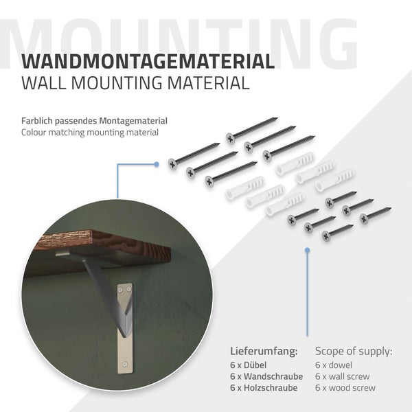 ML-Design 2 Stück Regalhalterung 180x180 mm, Silber, Aluminium, Schwebende Regalhalterungen, Regalwinkel, Wandhalterung für Regalbrett, Regalträger für Wandmontage, Wandregal Wandkonsole Regalstütze