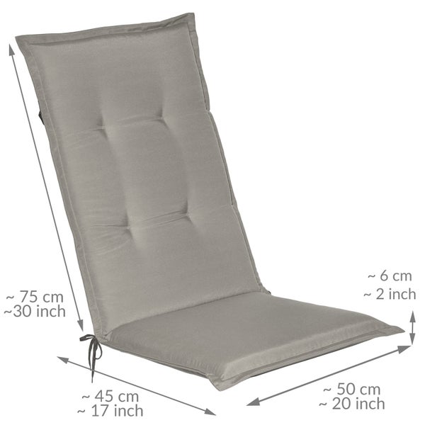 Beautissu Loft HL Hochlehner 120x50x6cm Hellgrau