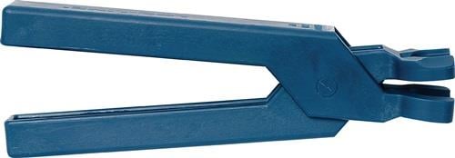 Blauer Spender für Kleinmaterial mit durchsichtigen Klappfächern