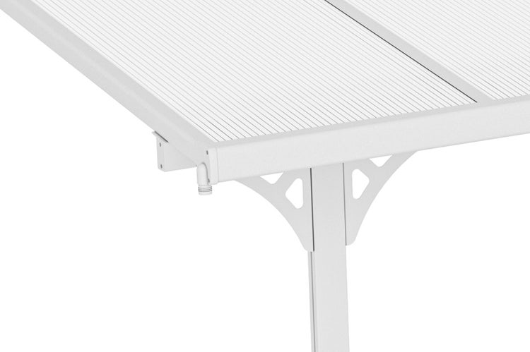 Terrassenüberdachung garten alu Weiß KLEO - Höhe verstellbar 435x300x225/270 cm - mit Polycarbonat Dach Weiß halbtransparent 6mm Auch Pergola/Carport
