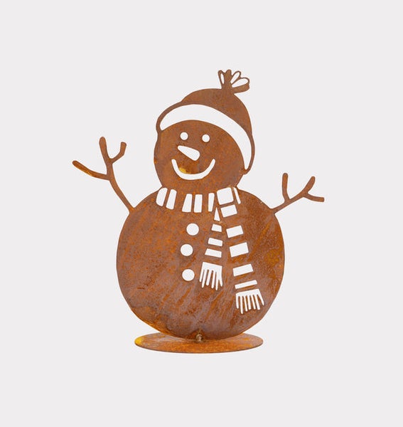 Dekofigur Schneemann mit Mütze und Schal