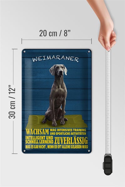 Blechschild Spruch 20x30cm Weimaraner Hund wachsam schnell