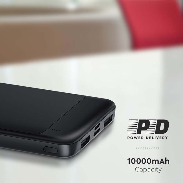 Schwarze 10000mAh Powerbank mit Power Delivery