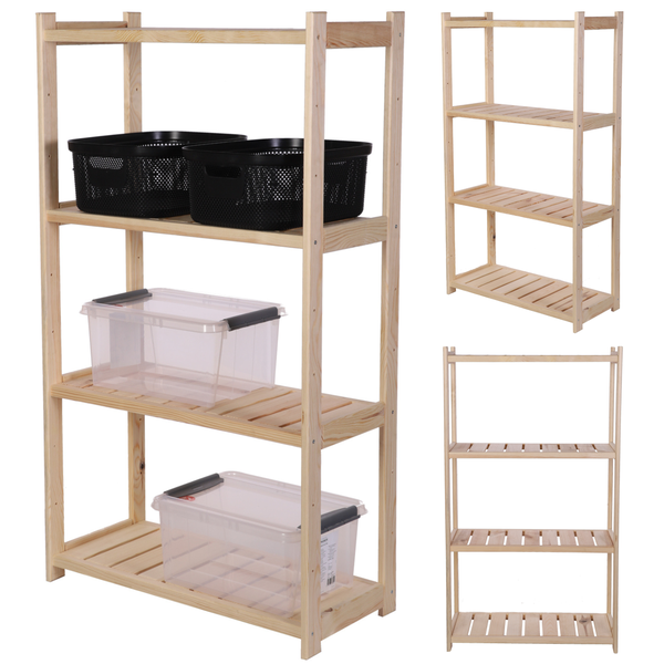 PROREGAL Holzregal SPREEWALD HxBxT 124x70x33cm 4 Ebenen Massives Kiefernholz Natur