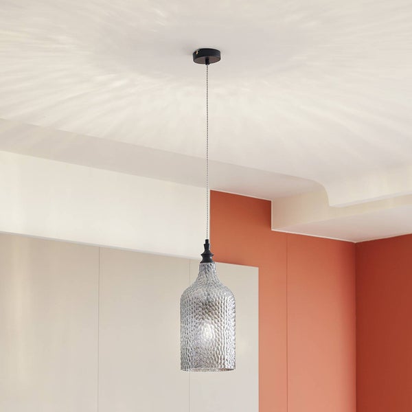 Lindby Pendelleuchte Drakar (Retro, Vintage Antik) in Alu aus Glas (1 flammig E27) - Hängelampe Esstischlampe Hängeleuchte Wohnzimmerleuchte