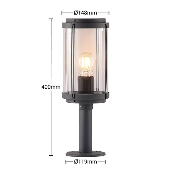 Lindby Außenleuchte Ojali (spritzwassergeschützt (Modern) in Schwarz aus Aluminium (1 flammig, E27) - Wegeleuchte Pollerleuchte Wegelampe Sockelleuchte