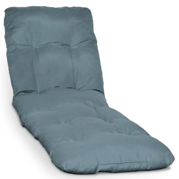 Graublaue gesteppte Auflage für Gartenliegen aus Stoff.