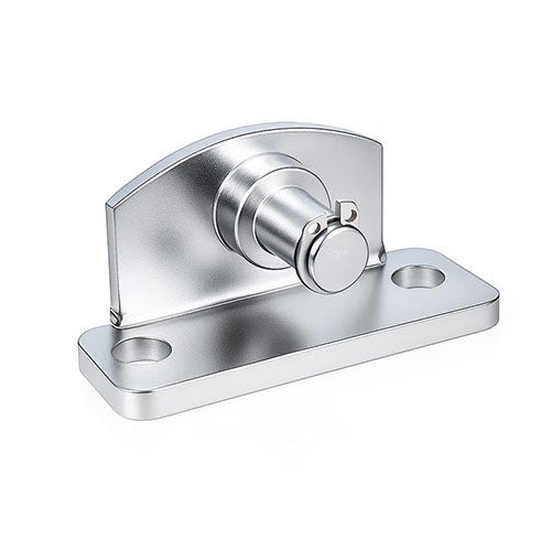 Grundplatte aus Metall mit Bolzen für Beschläge, inklusive zwei Befestigungslöchern.