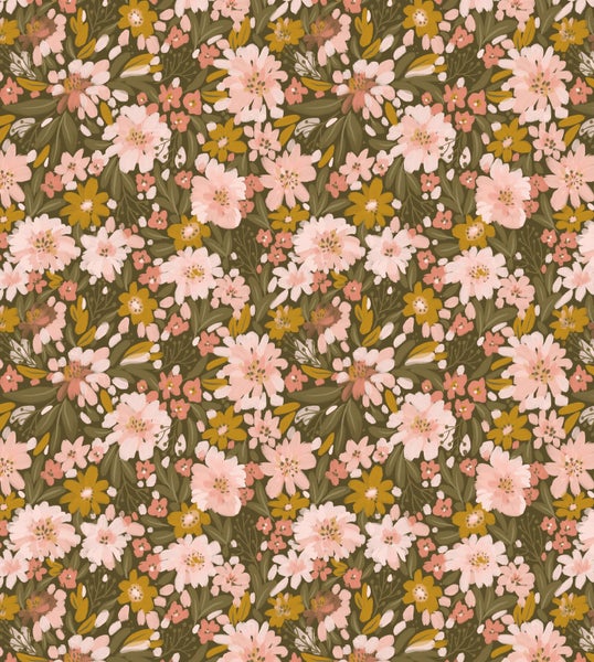 Florales Muster mit Blüten und Blättern