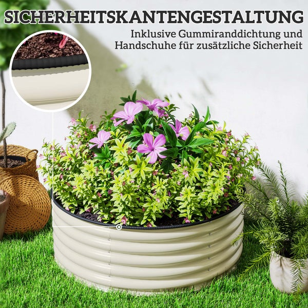 Outsunny Hochbeet aus Stahl, Pflanzbeet Frühbeet Gartenbeet stapelbar Blumenkasten steckbar Pflanzkasten 120x120x43cm Gemüsebeet für Garten Balkon Terrasse, Pflanzkübel für Blumen, Pflanzen