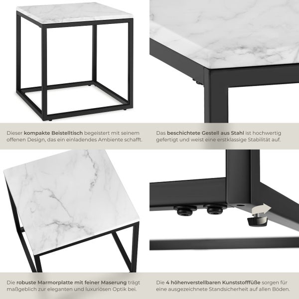 Beistelltisch mit Marmorplatte und Stahlgestell