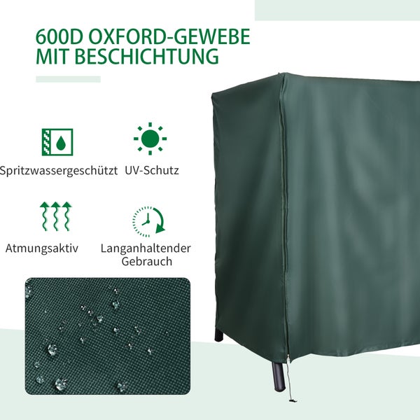 Outsunny Abdeckung für Gartenschaukel, Schutzhülle für Hollywoodschaukel, 205 x 124 x 164 cm, Oxford, Grün