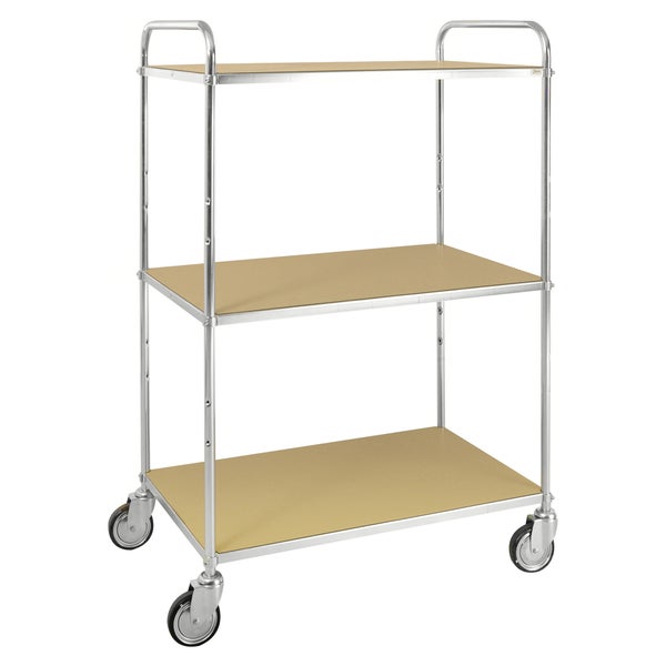 Servierwagen mit drei Ablageflächen und Rollen