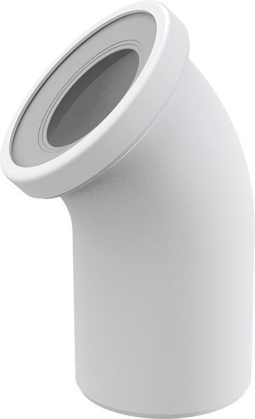 Abwasserrohr-Bogen 45 Grad aus Kunststoff für die Installation von Abwasserleitungen.