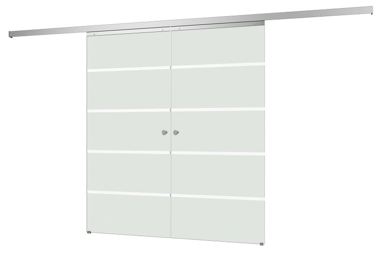 Tür doppelflügelige Schiebetür Komplettset Glas Blockstreifen 1760x2035 Zimmertür Glasschiebetür -  Griffknopf+2seitiger Softclose