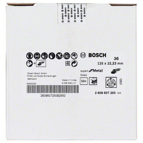 Bosch Logo. Verpackungseinheit mit 36 Trennscheiben, 125 x 22,23 Millimeter, geeignet für Metall.
