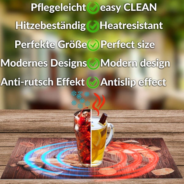 Glasabdeckplatte mit Hitzebeständigkeit, Antirutsch-Effekt und Pflegeleichtigkeit, geeignet für heiße und kalte Getränke.