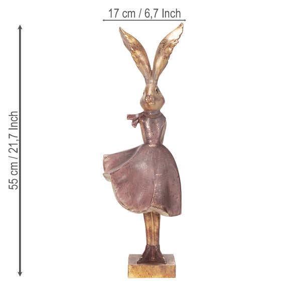 Dekofigur Hase mit Kleid, 55 cm hoch