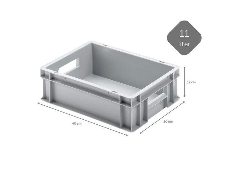 PROREGAL SuperSparSet 16x Eurobehälter mit Offenem Griff HxBxT 12 x 30 x 40 cm 11 Liter Grau Eurobox Transportbox