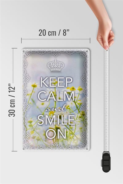 Blechschild Spruch 20x30cm Keep Calm and smile on Krone