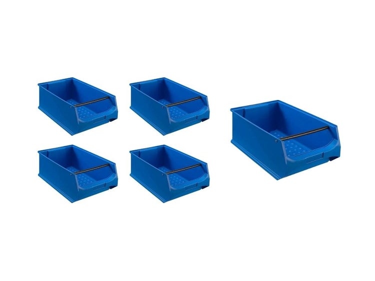 PROREGAL SparSet 5x Blaue Sichtlagerbox 5.1 mit Griffstange HxBxT 20 x 30 x 50 cm 21,8 Liter Sichtlagerbehälter