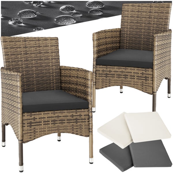 2er Set Rattanstuhl tectake Nantes widerstandsfähig 59 x 57 x 85 cm