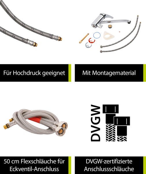 'aquaSu® Spültischarmatur mit Geräteanschluss Soul, Einhebelmischer mit Wasserspar-Kartusche, Wasserhahn für Spüle, Auslauf schwenkbar, Standard-Befestigung, Messingkern, chrom, 796026