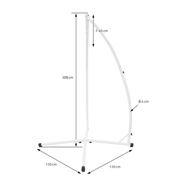 ECD Germany Hängesesselgestell Weiß, 208 cm, Belastung bis 120 kg, stabil & sicher, Stahlrohr, Freistehendes Hängestuhlgestell Hängesessel Hängestuhl Metallgestell Hängesesselständer Hängesitzständer
