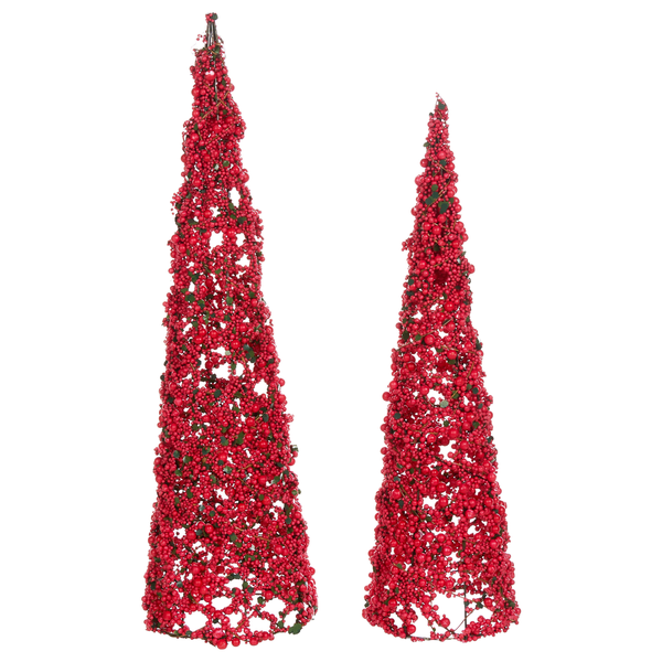 Zwei dekorative Beerenkegel für die Weihnachtszeit