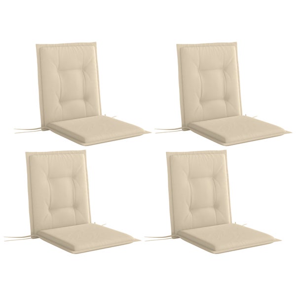 Outsunny 4er Set Sitzkissen 108 x 50 x 5 cm Stuhlkissen mit Bändern, Outdoor Indoor Sitzauflage, Sitzpolster, Bankpolster für Gartenmöbel, Sitzsthul, Essstuhl, Beige