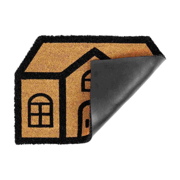 Fußmatte in Hausform aus Kokosfaser mit Antirutschbeschichtung