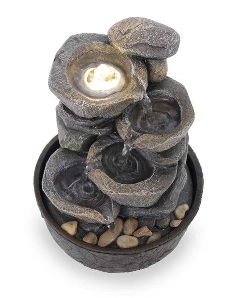 Zimmerbrunnen Tischbrunnen FoCascate graubraun Led 26 cm 10974
