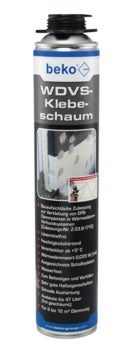beko Klebeschaum für Wärmedämm-Verbundsysteme zur Verklebung von Dämmplatten, feuchtigkeitshärtend und lösungsmittelfrei, in einer Sprühdose.