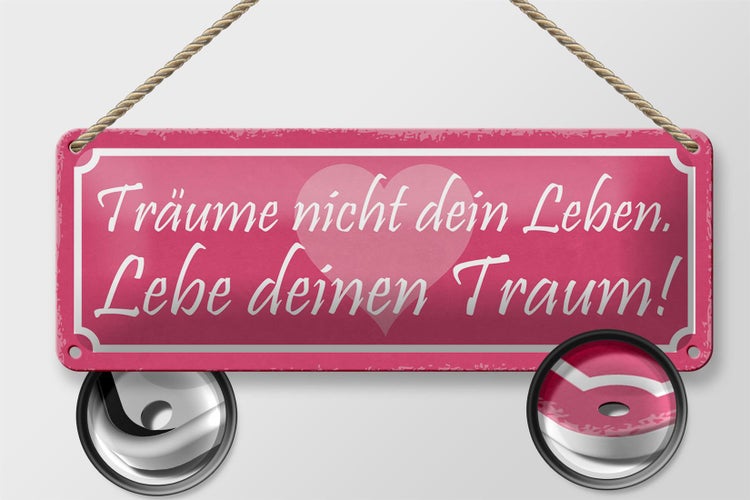 Blechschild Spruch 27x10cm träume nicht dein Leben lebe Dekoration