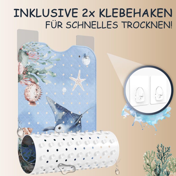 SilverRack Badewannenmatte Kinder rutschfest [100x40cm] - Antirutschmatte Badewanne BPA frei - Badematte Kinder - für Baby & Kinder - Antirutsch Matte - Bath Mat - Rochen Unterwasserwelt Blau