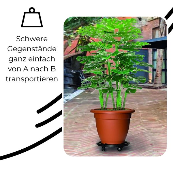 Pflanzenroller Outdoor Wetterfest Rollbrett Pflanzen Blumentopf Untersetzer mit Rollen Pflanzenroller Rund Blumenroller 30 cm