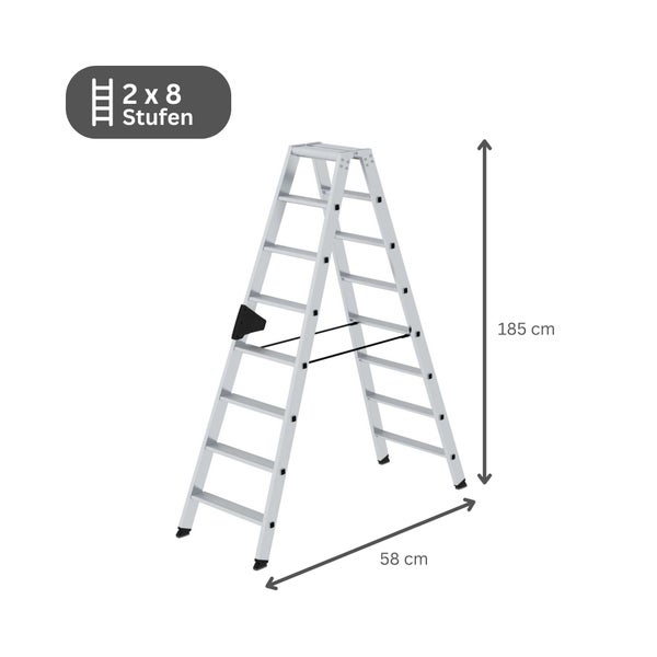 PROREGAL Stufen-Stehleiter Beidseitig Begehbar 2 x 8 Stufen