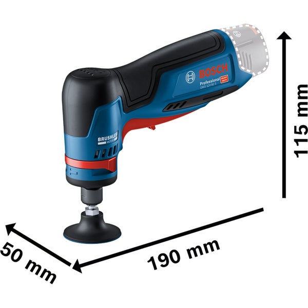 Bosch Professional GWG 12V-50 S Akku-Winkelschleifer mit Abmessungen