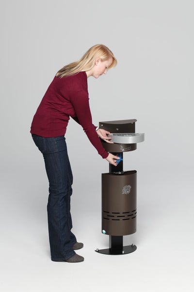 PROREGAL Kombiascher Mit Schutzdach Verschließbar 13 Liter HxBxT 99 x 34 x 20 cm Verzinkter Stahl Braun