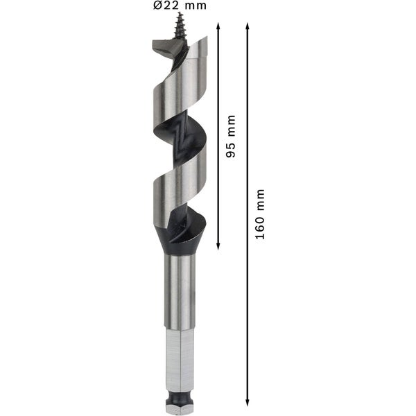 Bosch PRO Wood Holzschlangenbohrer 22 x 95 x 160 mm - 2608585706