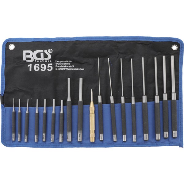 BGS technic Splintentreiber-Satz mit 18 Teilen in einer blauen Rolltasche