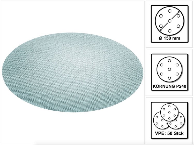 Festool Netzschleifmittel	STF D150 P240 GR NET/50 150 mm / 50 Stk. ( 203309 )