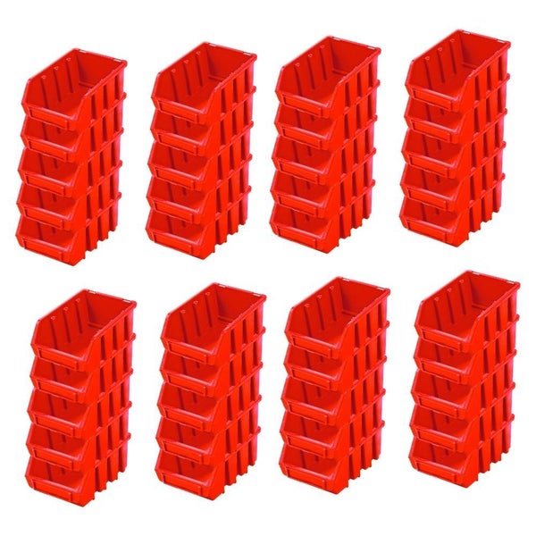 PROREGAL SuperSparSet 40x Sichtlagerbox 2 HxBxT 7,5 x 11,6 x 16,1 cm Polypropylen Rot