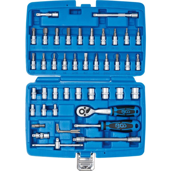 BGS Steckschlüssel-Satz Antrieb 6,3 mm (1/4) Zollgrößen 46tlg. - 2141